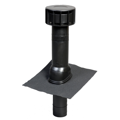 Terminal de ventilation 25-45° + adapt. multidiam Multivent D.100-125mm Noir Ubbink