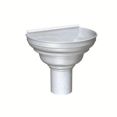 Cuvette zinc 1/2 ronde de face sortie D. 100mm Naturel