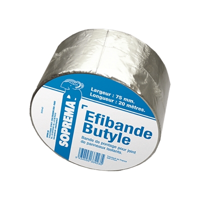 Bande d'étanchéité adhésive p/ Sarking Efibande Butyle 75mm rouleau 20ml