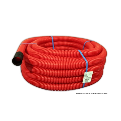 Gaine TPC annelée avec tire-fils D. 110mm 25ml (EDF) Rouge