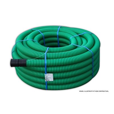 Gaine TPC annelée avec tire-fils D. 40mm 25ml (PTT) Vert