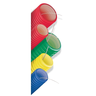 Gaine TPC annelée avec tire-fils D. 50mm 25ml (EDF) Rouge