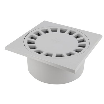 Siphon de cour pvc 200 x 200mm sortie Incorp. vert. D. 80-90mm SC089G Gris Clair