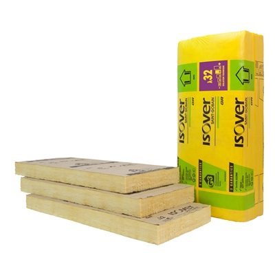 Laine de verre panneau GR32 + Kraft ép. 85mm 60cm x 1.35ml colis de 9 R=2.65m² K/W