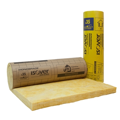Laine de verre rouleau Monospace 35 + kraft ép. 100mm 120cm x 5.40ml R=2.85m² K/W