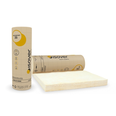 Laine de verre rouleau Isoconfort 35 + kraft ép. 160mm 120cm x 3.70ml R=4.55m² K/W