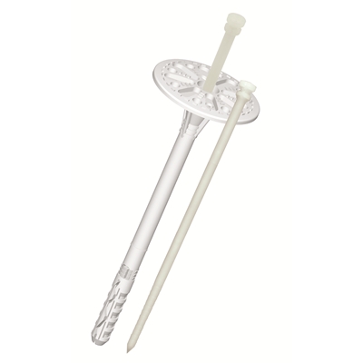 Chevilles plastiques + clous KI D. 10 x 160mm p/ isolant rigide boîte de 200