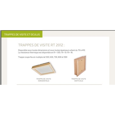 Trappe visite horizontale isolant 40mm bati sapin px Blanc 60 x 60cm RE2020 Test Air A3 R=1.05m² K/W