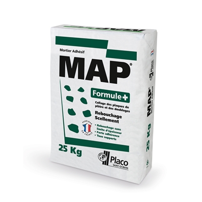 Mortier adhésif p/ plaque de plâtre & doublage MAP+ sac 25kg