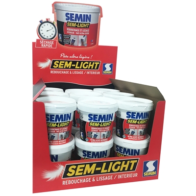 Enduit de rebouchage & lissage en pâte Sem-Light pot 1L Semin