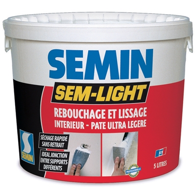 Enduit de rebouchage & lissage en pâte Sem-Light pot 5L