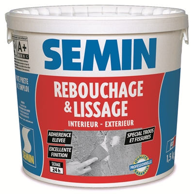 Enduit de rebouchage & lissage intérieur et extérieur seau 4kg Semin