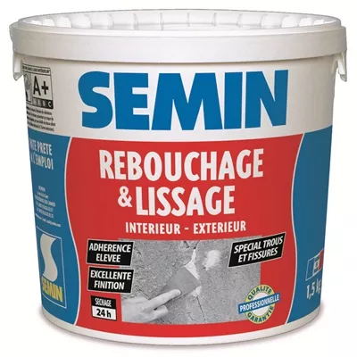Enduit de rebouchage & lissage intérieur et extérieur seau 4kg Semin