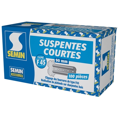 Suspentes acier Galva 400mm p/ ossature plaque de plâtre boîte de 50 Semin