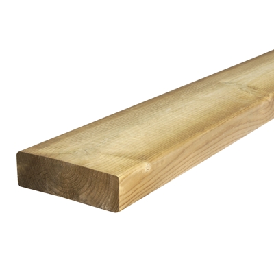 Bois d'ossature Pin du Nord traité cl. 4 raboté 4 ch. 45 x 145mm 3.90ml Vert
