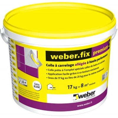 Colle pâte D2/ET p/ mur int. Weberfix Premium² seau 17kg Blanc
