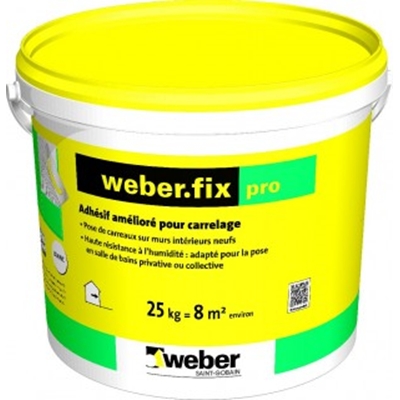 Colle pâte D2E p/ mur int. Weberfix Pro seau 25kg Blanc