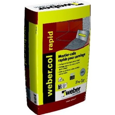 Mortier colle C2F Weber.col Rapid sac 5kg Gris