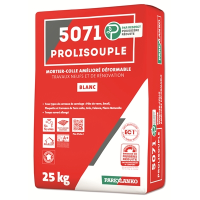Mortier colle amélioré déformable C2S 5071 Prolisouple sac 25kg Blanc