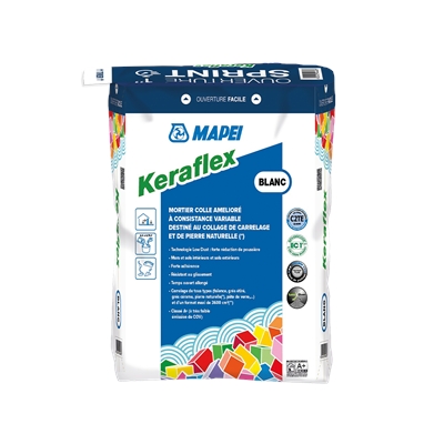 Mortier colle amélioré p/ sol & mur int. ext. C2TE Keraflex sac 5kg Blanc