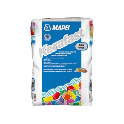 Mortier colle amélioré à prise rapide p/ sol & mur int. ext. C2F Kerafast Gris sac 25kg