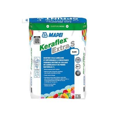 Mortier colle déformable p/ sol & mur int. ext. Keraflex Extra S sac 25kg Blanc