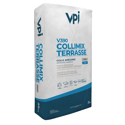 Mortier colle hydrofugé int. ext. C2E Collimix Terrasse V390 sac 25kg Gris