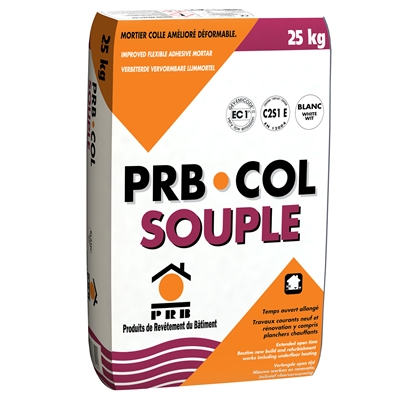 Mortier colle p/ sol & mur int. ext. C2S1 PRB Col Souple sac 25kg Blanc