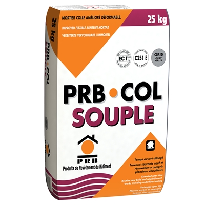 Mortier colle p/ sol & mur int. ext. C2S1 PRB Col Souple sac 25kg Gris
