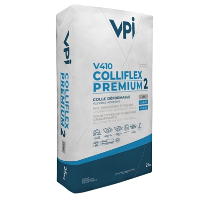 Mortier colle p/ sol & mur int. ext. C2S1ET Colliflex Premium V410 sac 25kg Gris