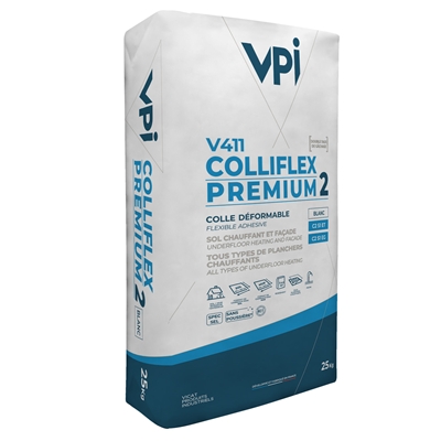 Mortier colle p/ sol & mur int. ext. C2S1ET Colliflex Premium V411 sac 25kg Blanc