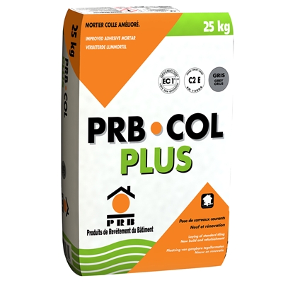 Mortier colle p/ sol int. ext. & mur int. C2E PRB Colle Plus sac 25kg Gris