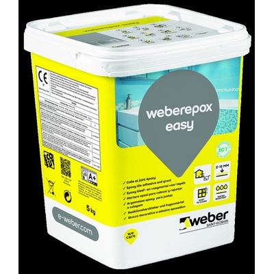 Colle & joint époxy ép. 2 à 15mm Weber Epox Easy seau 2.5kg Blanc Pur