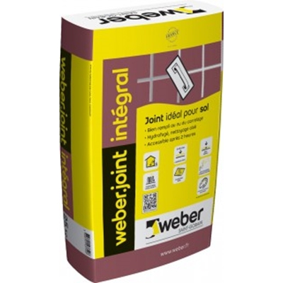 Mortier hydrofugé & flexible p/ joint Weber.joint Intégral sac 5kg Blanc Pur E06