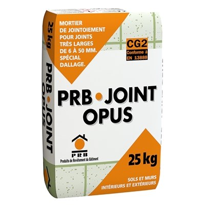 Mortier hydrofugé p/ joint spécial dallage 6 à 50mm PRB Joint Opus sac 25kg Gris Ouessant