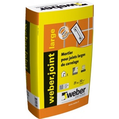 Mortier p/ joint large 3 à 20mm Weberjoint Large sac 25kg Gris Ciment E00