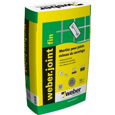 Mortier p/ joint mince 1 à 6mm Weberjoint Fin sac 5kg Gris Ciment E00