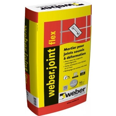 Mortier souple p/ joint 3 à 12mm Weberjoint Flex sac 25kg Gris Ciment E00