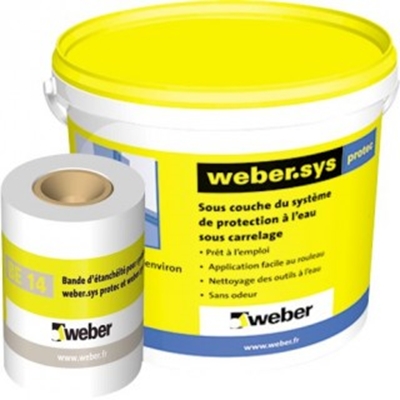 Système de protection à l'eau s carrelage Weber.sys Protec seau 7kg Bleu