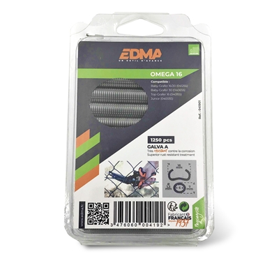 Agrafe a grillage Omega 16 galva R.0419 Edma blister de 1250
