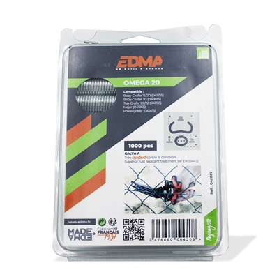 Agrafe a grillage Omega 20 galva R.0420 Edma blister de 1000