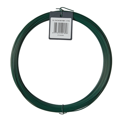 Fil d'attache acier Plastifié D. 1.5mm Vert Ral 6005 rouleau 50ml