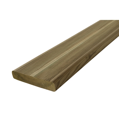 Lame terrasse Pin Nord traité cl. 4 rainurée 1 face ép. 27 x 145mm 3.90ml Vert