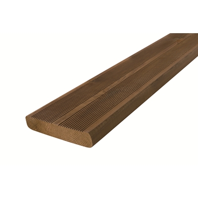 Lame terrasse Pin Nord traité cl. 4 rainurée 1 face ép. 27 x 145mm 4.20ml Marron