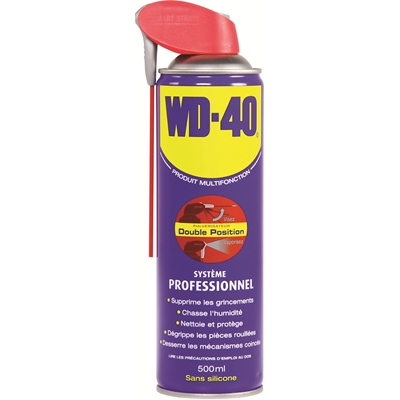 Lubrifiant WD40 sans silicone Pro double position aérosol 500ml