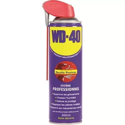 Lubrifiant WD40 sans silicone Pro double position aérosol 500ml
