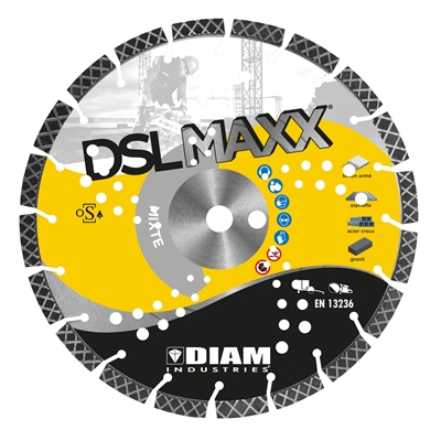 Disque diamant DSLMAXX D. 125mm al. 22.23mm coupe béton-acier-asphalte-granit