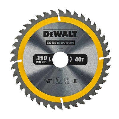 Lame p/ scie circulaire Construction 40 dents 10° ép. 1.7 x 190mm alésage 30mm
