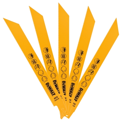 Lames de scie sabre bi-métal 203mm p/ coupe métal < 3mm blister de 5