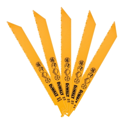 Lames de scie sabre bi-métal 203mm p/ coupe plastique-composite-tubes en acier <12mm blister de 5